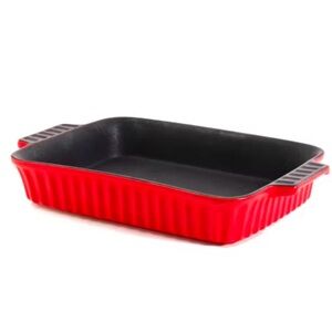 Crock-Pot Denhoff 10 in. Non-Stick Ribbed Casserole in Red